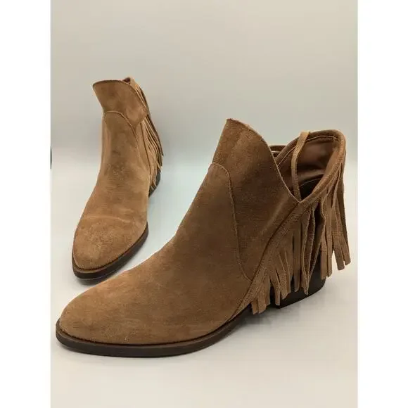 Trafaluc by Zara | Suede Fringed Ankle Boots | Size 41 (US W10.5) - Picture 1 of 12